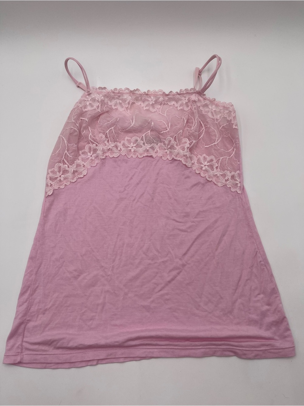 Felina Pink Lace Modal Blend Camisole Tank Top Adjustable Straps Sz Large Y2K
